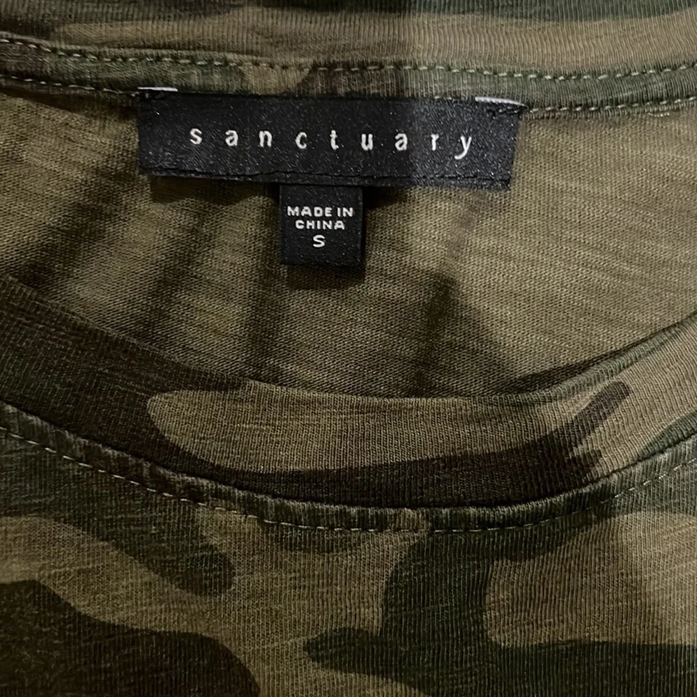 Sanctuary Green Camo Ruched Sleeve T-Shirt Dress - Picture 5 of 7